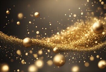 Abstract dark blue background with particles and golden shiny star dust. Christmas feeling. Golden light shine particles bokeh on light background. Generative AI.