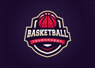 Basketball Sports Logo Template for Sports Team and Tournament