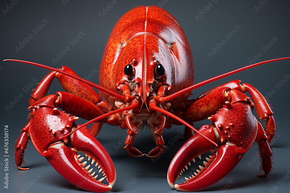 Aufkleber a captivating close-up of a live lobster with its claws raised in defensive posture, showcasing its 