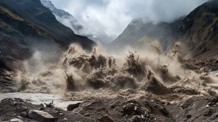 witness the power of a mudflow carving its path through the landscape.