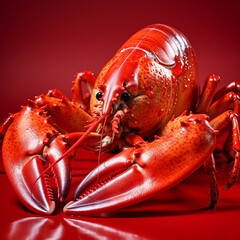 A close-up photograph of a cooked lobster with vibrant red shell and succulent meat, evoking the anticipation of a delicious seafood meal.  