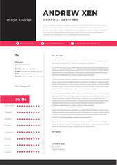 Minimalist curriculum vitae template and cover letter with photo. job applications letter - obrazy, fototapety, plakaty