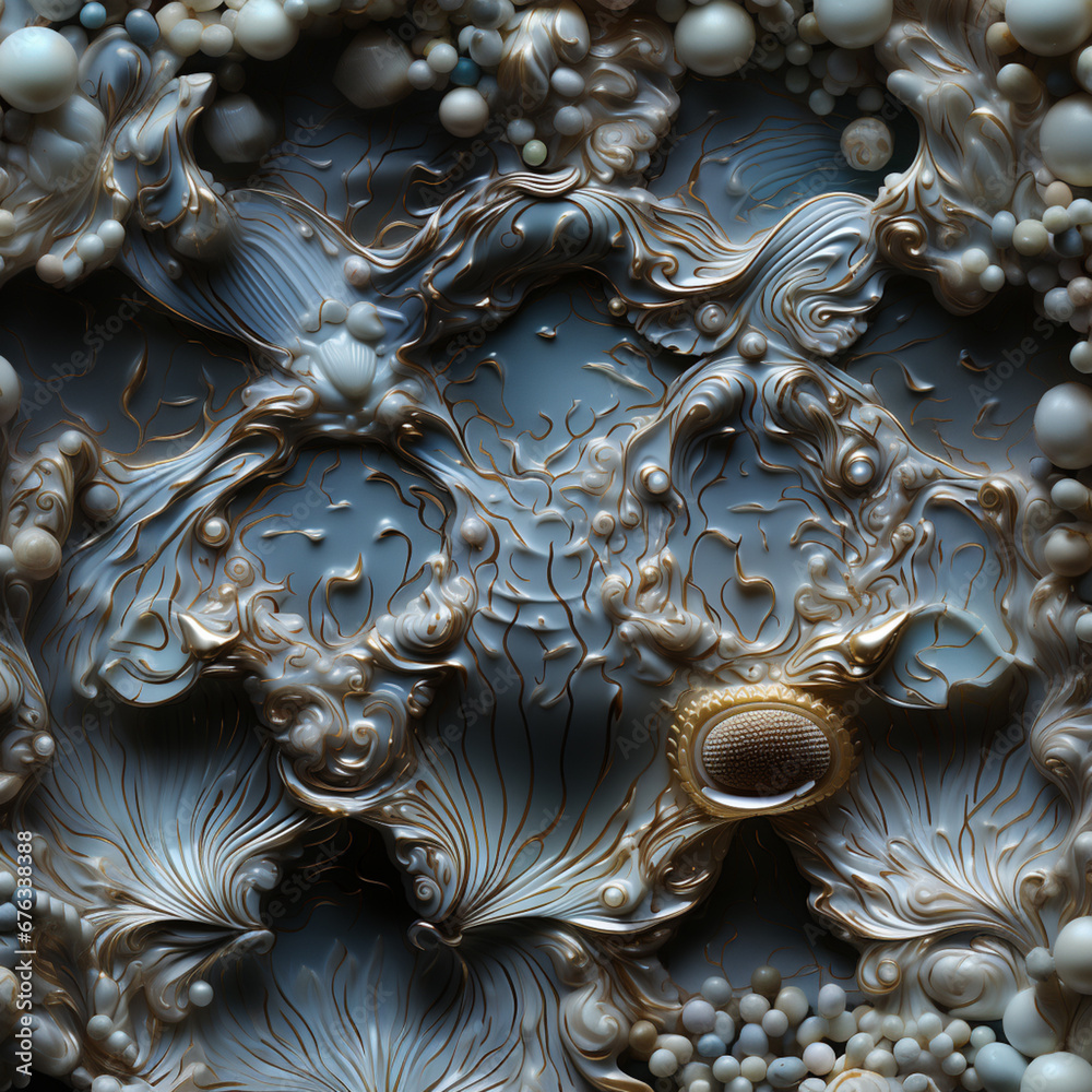 Leinwandbilder a close-up of a single pearl glistening within a shell against a black backdrop, emphasizing its pur