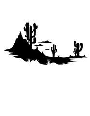 Dryland Illustration, Rodeo Cowboy Vector, Cactus Stencil, Western Clipart, Dessert Tattoo Stencil, Cow Girl Dreamland Cutfile
