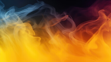 Obraz premium Whispy yellow smoke waves on a deep golden background, yellow smoke waves