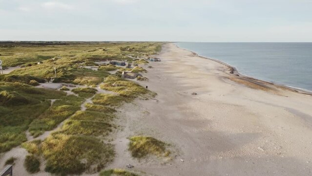 Coastal Battery Klitm&oslash;ller, a Beach Bunker in Denmark - Drone Flying Forward
