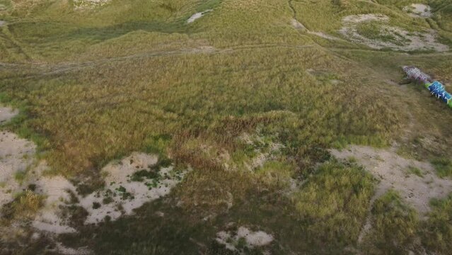 Flyover Coastal Battery Klitm&ouml;ller, a Beach Bunker in Denmark - Drone Flying Forward