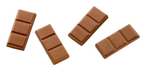composição com barras de chocolate ao leite isolado em fundo transparente 