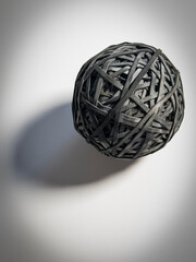 Black rubber band ball
