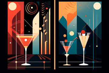 Christmas or new year party in art deco style  bar