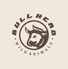 Premium Black Bull Head Vector Logo Icon Design Isolated White Background