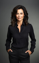 Fototapeta premium Smiling successful businesswoman with dark hair portrait