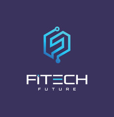 Letter F Technology Logo Design Futuristic Internet Connection 