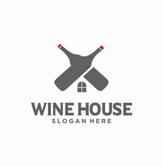 Wine Bottle House Logo Design Background