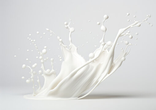 White milk wave splash with splatters and drops