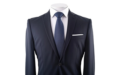 Beautiful Black Polyester Blend Suit with Tie Isolated on Transparent Background PNG.