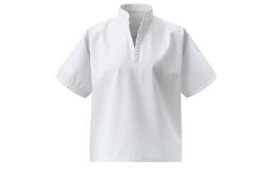 Charming White Popover Shirt Isolated on Transparent Background PNG.