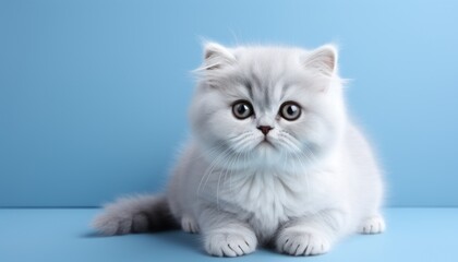 Charming studio capture of an irresistibly cute cat posing on an isolated solid color background
