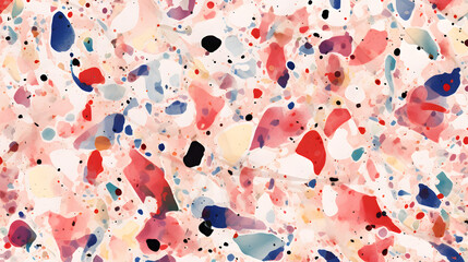Abstract italian terrazzo style watercolor seamless pattern texture marble. generative AI.