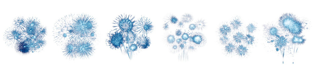 Collection, a bundle of fireworks isolated on transparent white background