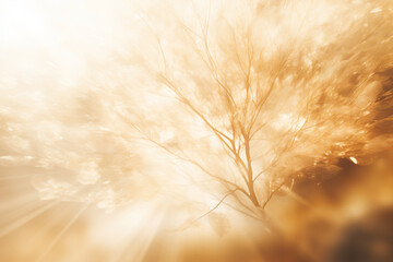 a white blurry image of a tree, in the style of light gold and bronze