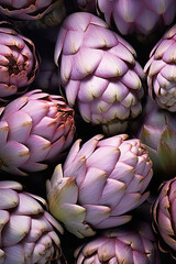 Obraz premium close up artichoke heads for sale, in the style of color-streaked