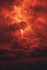 Foto op Plexiglas Bordeaux red dark cloud covered sky