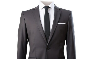 Fabulous Black Slim Fit Jacket with Black Tie and White Shirt Isolated on Transparent Background PNG.