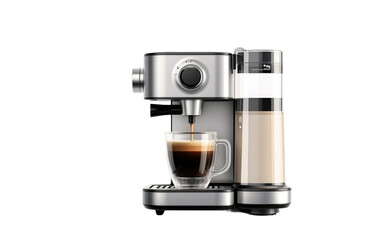 Modern Cute Smart Coffee Maker Isolated on Transparent Background PNG.