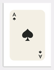 The ace of spades playing card isolated on white background, poster,