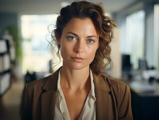 Authentic Workplace Emotions: Candid shot of a middle-aged woman displaying stress and determination in the office