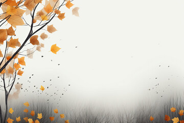 Autumn Chill: Gray Skies and Falling Leaves