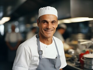 Behind the Scenes: Smiling Chef in Action - Perfect for Culinary Brands