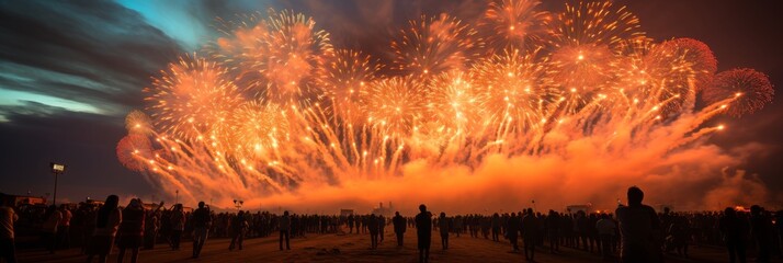 Chinese new year fireworks illuminating the night sky with dazzling colors and patterns