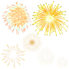 set of fireworks isolated on transparent or white background, png	