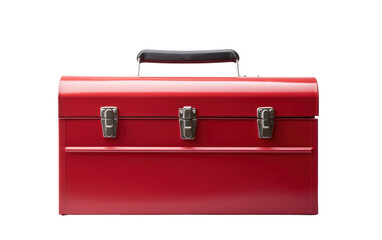 Shiny Red Toolbox Isolated on Transparent Background PNG.