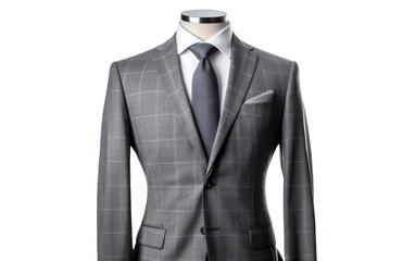 Branded Windowpane Check Suit With Tie Isolated On Transparent Background PNG.