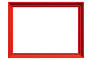 Red wooden horizontal empty picture frame isolated on transparent or white background