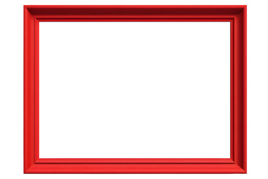 Red wooden horizontal empty picture frame isolated on transparent or white background