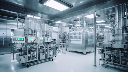 Advanced equipment inside a pharmaceutical manufacturing facility.