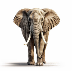 Fototapeta premium an elephant standing in front of a white background. Generated AI