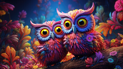 Naklejka premium Magical Owls