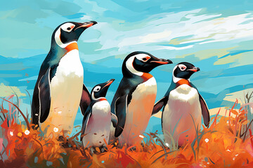 Penguin Awareness Day. January 20. Holiday illustration.