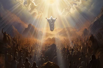 Foto op Canvas Glorious Ascension of Jesus Christ in heaven light © Kien