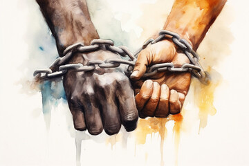 International Day for the Abolition of Slavery Banner watercolor - obrazy, fototapety, plakaty
