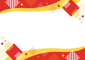 幾何学　フレーム  赤　黄　ウェーブ  抽象的