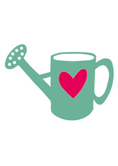 watering can with heart