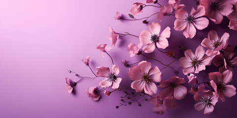 Vector background with spring plum or cherry blossom,pink magnolia flowers,Cherry blossoms flying petals on magenta background spring theme,AI Generative 