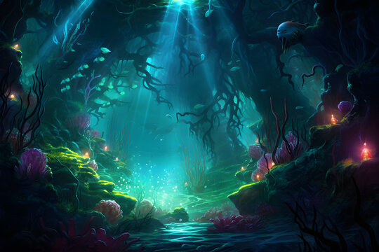 Colourful underwater alien landscape