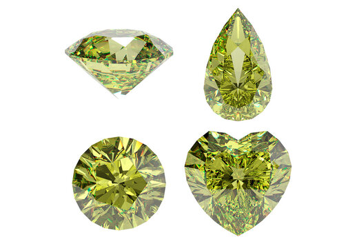 3D illustration of diamonds isolated on transparent background